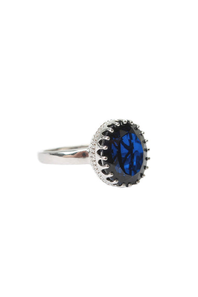 BBJ Womens 925 Silver Blue Lab Created Spinel Cocktail Ring Sz 9