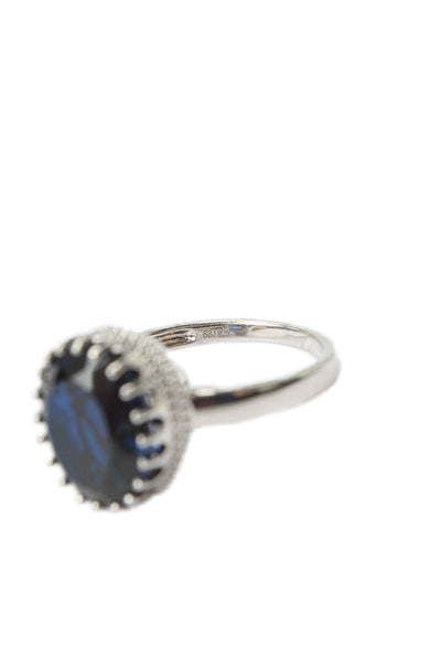 BBJ Womens 925 Silver Blue Lab Created Spinel Cocktail Ring Sz 9
