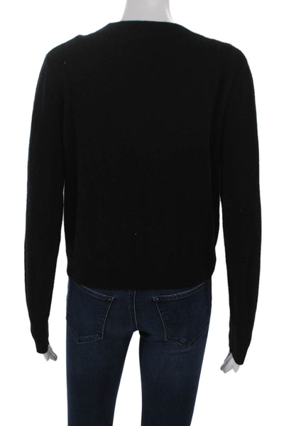 Jessie Liu Women Cardigan V-Neck Black Long Sleeve Merino Wool Size XS
