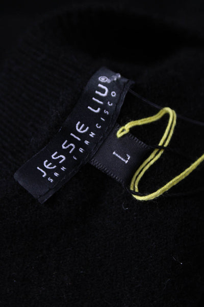 Jessie Liu Womens Merino Wool V-Neck Cardigan Black Long Sleeve Size L