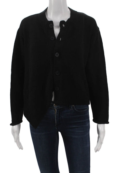Kut Kut Women Cardigan Black Wool Crew Neck Long Sleeve Size XS