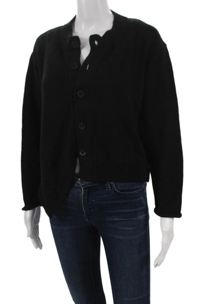 Kut Kut Women Cardigan Black Wool Crew Neck Long Sleeve Size XS