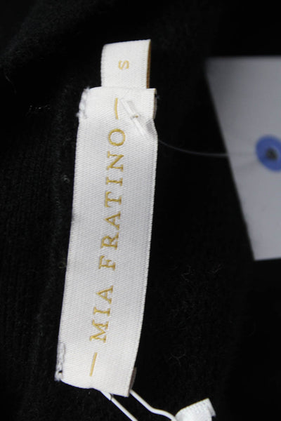 Mia Fratino Women Black Merino Wool V-Neck Long Sleeve Cardigan Size S