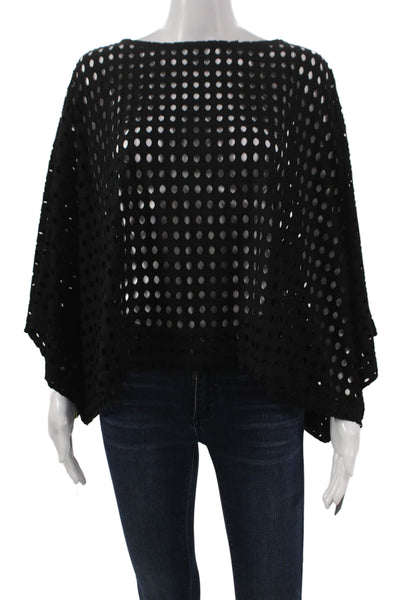 Sydney Women Tunic Black Polka Dot Boat Neck Rayon 3/4 Sleeve Size One Size
