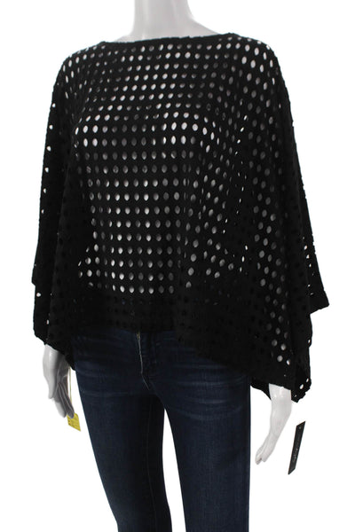 Sydney Women Tunic Black Polka Dot Boat Neck Rayon 3/4 Sleeve Size One Size