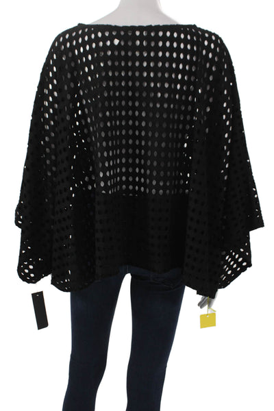 Sydney Women Tunic Black Polka Dot Boat Neck Rayon 3/4 Sleeve Size One Size