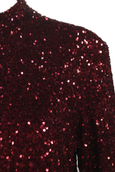 Insight Women Basic Mock Neck Long Sleeve Polyester Blouse Red Zip Size S