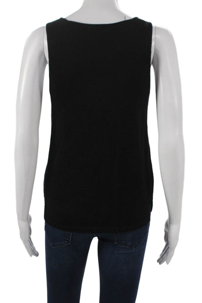 Designer Womens Basic V-Neck Cotton Tank Sleeveless Black Size XS