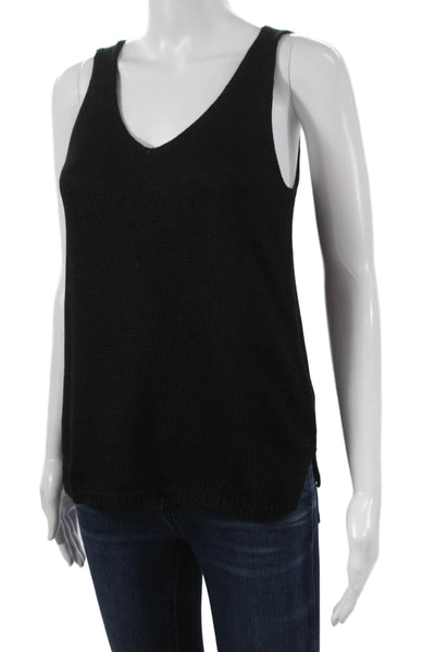 Designer Womens Basic Cotton V Neck Black Sleeveless Tank Size S