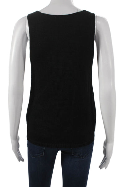 Designer Womens Basic Cotton V Neck Black Sleeveless Tank Size S