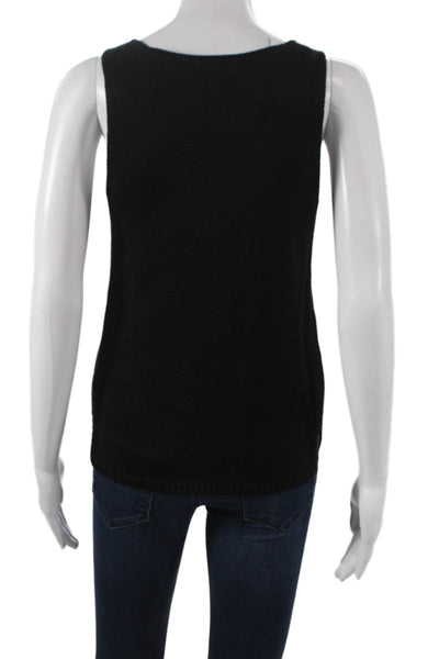 Designer Womens Basic Cotton V-Neck Sleeveless Tank Black Size M