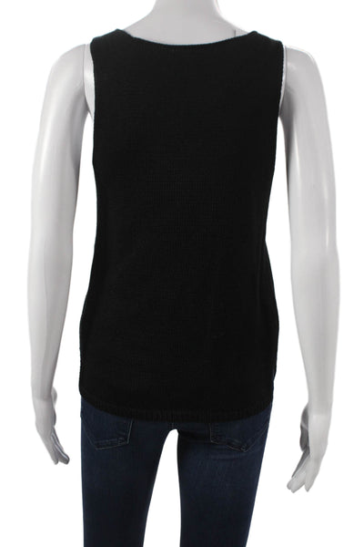 Designer Womens Basic Cotton V-Neck Sleeveless Tank Black Size L