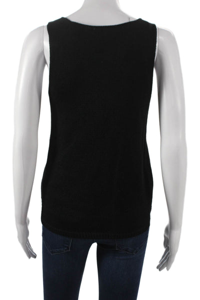Designer Women Basic Sleeveless V-Neck Tank Black 55% Cotton Pullover Size 2XL