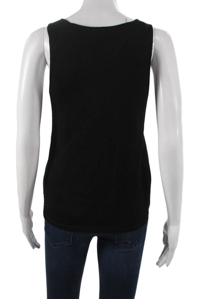 Designer Womens Basic Sleeveless V-Neck Cotton Tank Black Size XL
