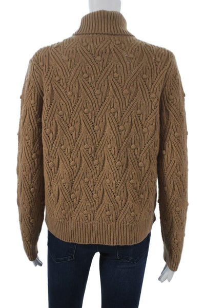 Kangra Women Turtleneck Wool Geometric Sweater Beige Long Sleeve Size 42