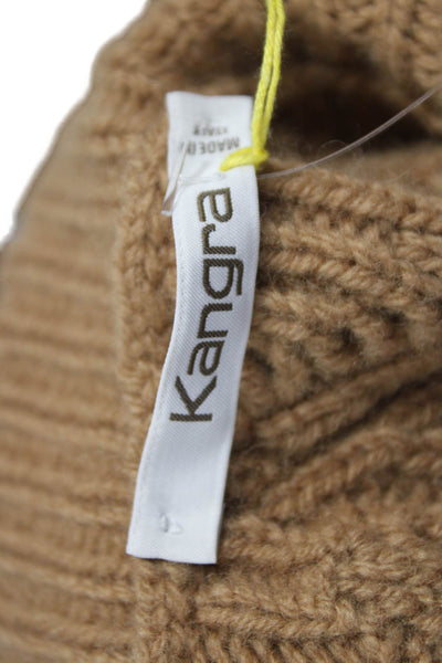 Kangra Women Turtleneck Wool Geometric Sweater Beige Long Sleeve Size 42