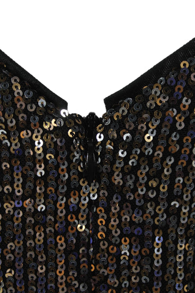 Compli K Womens Petite Sequin Mock Neck Long Sleeve Shift Dress Black Size XS