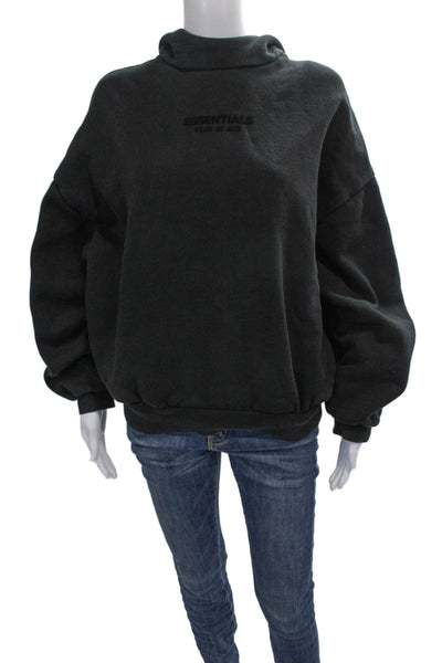 Essentials Unisex Adults Gray Pullover Hoodie High Neck Cotton Blend Size S