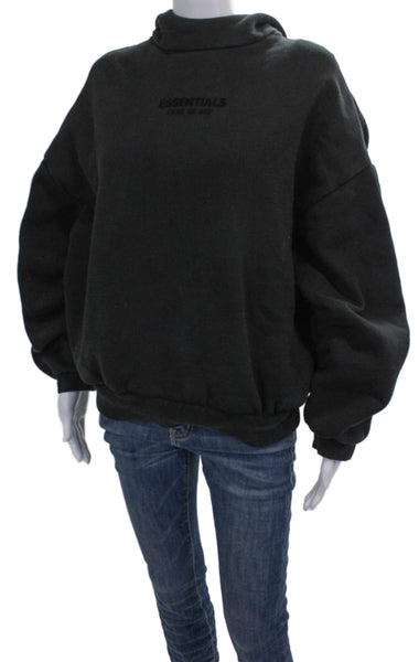 Essentials Unisex Adults Gray Pullover Hoodie High Neck Cotton Blend Size S
