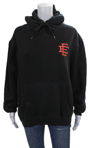 Eric Emanuel Unisex Pullover Hoodie Black Crewneck Cotton Size M