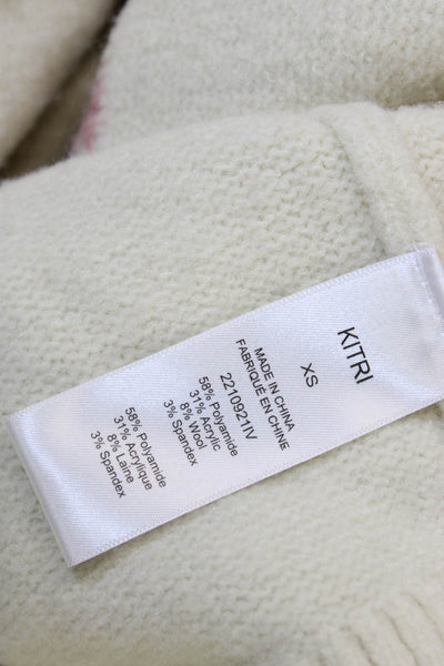 Kitri Women Pullover Sweater Ivory Collared Argyle Long Sleeve Size XS
