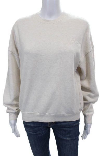 WSLY Womens Pullover Sweatshirt Beige Cotton Crew Neck Long Sleeve Size XS