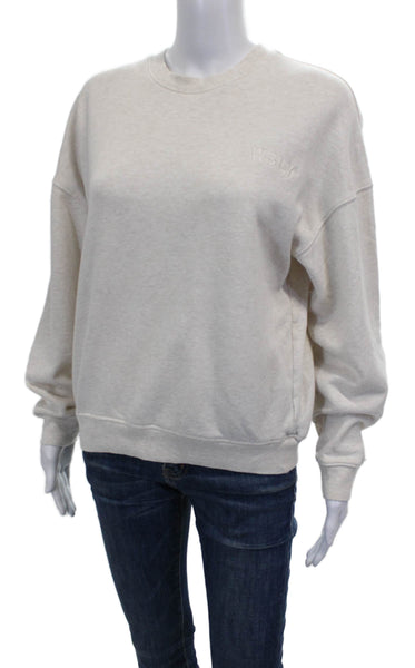 WSLY Womens Pullover Sweatshirt Beige Cotton Crew Neck Long Sleeve Size XS