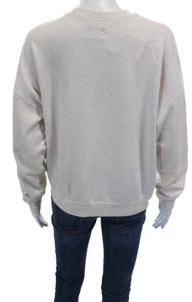 WSLY Womens Pullover Sweatshirt Beige Cotton Crew Neck Long Sleeve Size XS