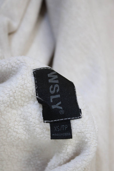 WSLY Womens Pullover Sweatshirt Beige Cotton Crew Neck Long Sleeve Size XS