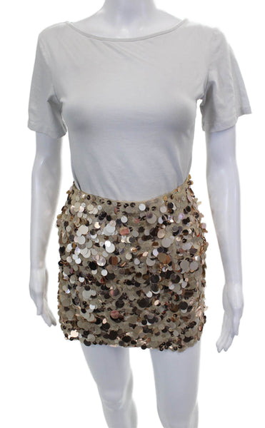 Love Shack Fancy Womens Mini Skirt Beige Viscose Zip Size 00