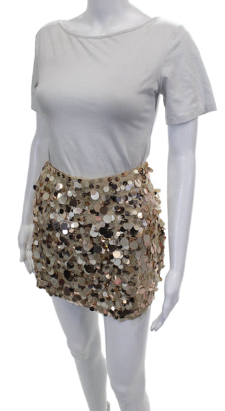 Love Shack Fancy Womens Mini Skirt Beige Viscose Zip Size 00