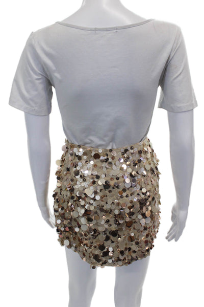 Love Shack Fancy Womens Mini Skirt Beige Viscose Zip Size 00