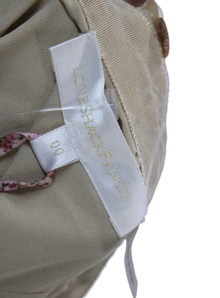 Love Shack Fancy Womens Mini Skirt Beige Viscose Zip Size 00
