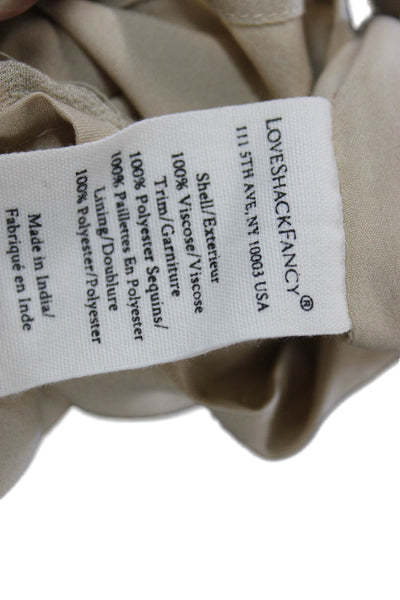 Love Shack Fancy Womens Mini Skirt Beige Viscose Zip Size 00