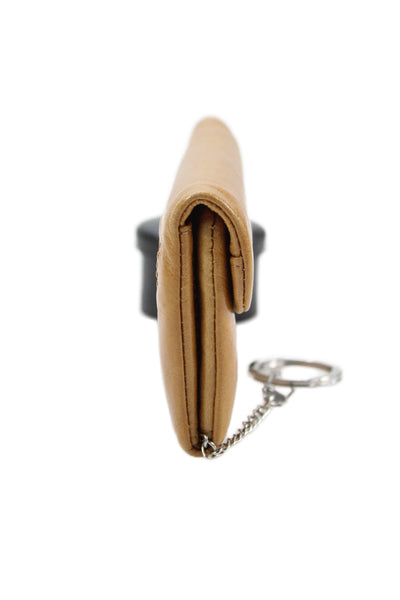 Hobo Womens Leather Snap Buttoned Keychain Card Wallet Brown