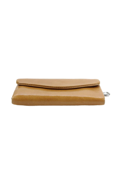 Hobo Womens Leather Snap Buttoned Keychain Card Wallet Brown