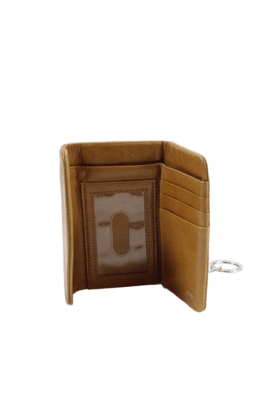 Hobo Womens Leather Snap Buttoned Keychain Card Wallet Brown