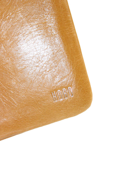 Hobo Womens Leather Snap Buttoned Keychain Card Wallet Brown