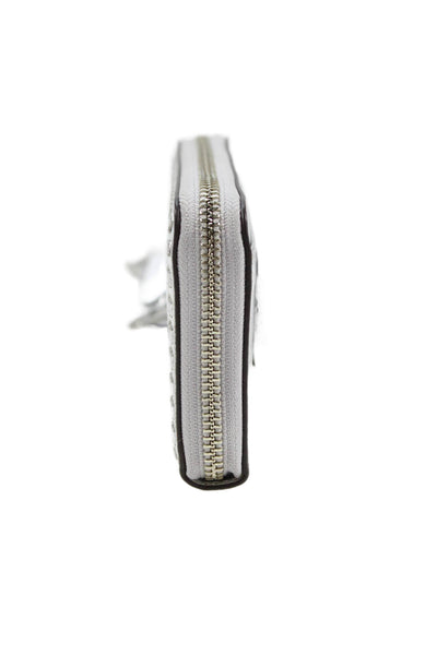 Rebecca Minkoff Womens Leather Metallic Full Zipped Wallet Silver