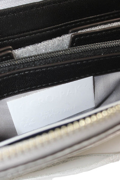 Rebecca Minkoff Womens Leather Metallic Full Zipped Wallet Silver