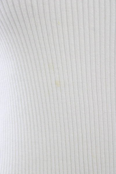 T Tahari Women Basic Rayon White Long Sleeve Round Neck Blouse Size M