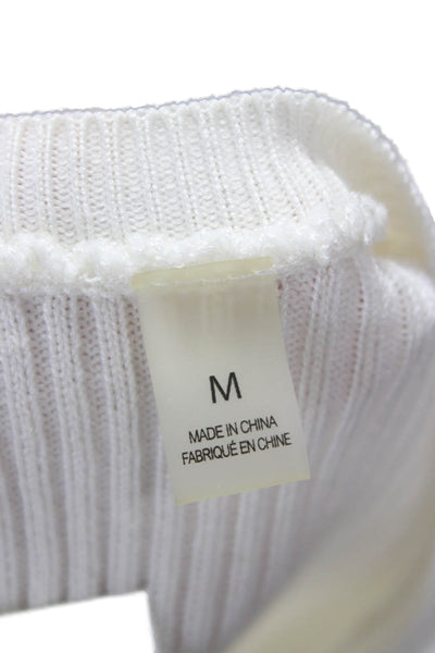 T Tahari Women Basic Rayon White Long Sleeve Round Neck Blouse Size M