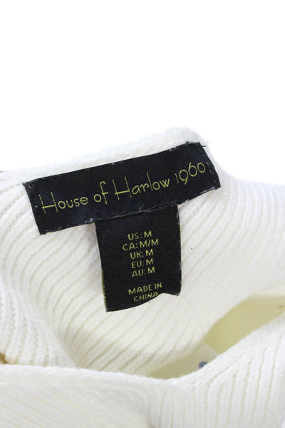 House of Harlow 1960 Women Cropped V-Neck Sleeveless Tank White Size M