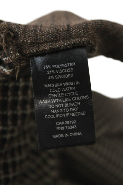 House of Harlow 1960 Women Crop Check Square Neck Blouse Brown Size L