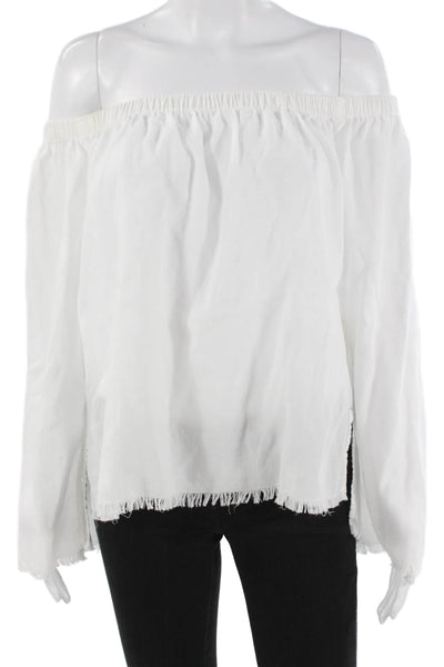 Cloth & Stone Womens White Tencel Off Shoulder Long Sleeve Basic Blouse Size M