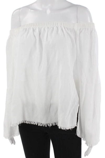 Cloth & Stone Womens White Tencel Off Shoulder Long Sleeve Basic Blouse Size M