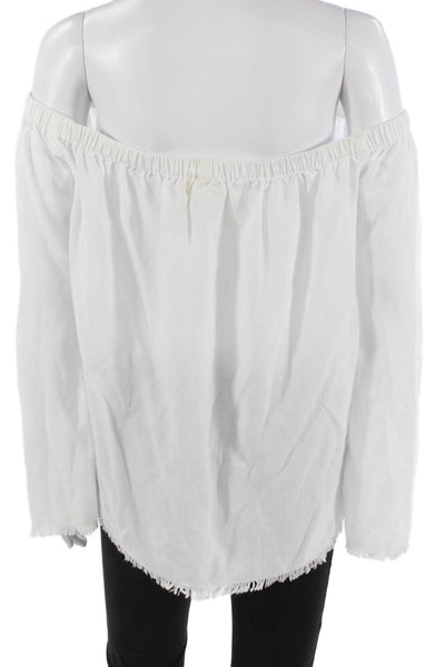 Cloth & Stone Womens White Tencel Off Shoulder Long Sleeve Basic Blouse Size M