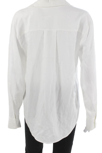 Cloth and Stone Womens White Tencel Collared Button Up Long Sleeve Top Size M