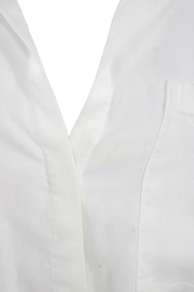 Cloth and Stone Womens White Tencel Collared Button Up Long Sleeve Top Size M