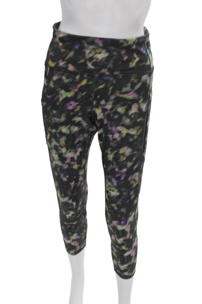 Athleta Women Black Tie Dye Capri Leggings 75% Polyester Size L